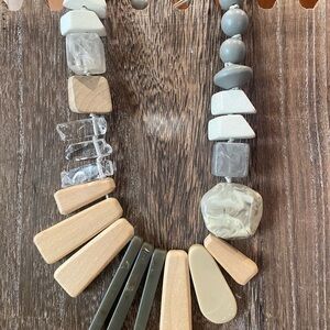 Modern Geometric Necklace in Gray and Cream